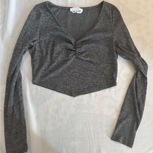 375 Sadie & Sage Charcoal Ruched Crop Top